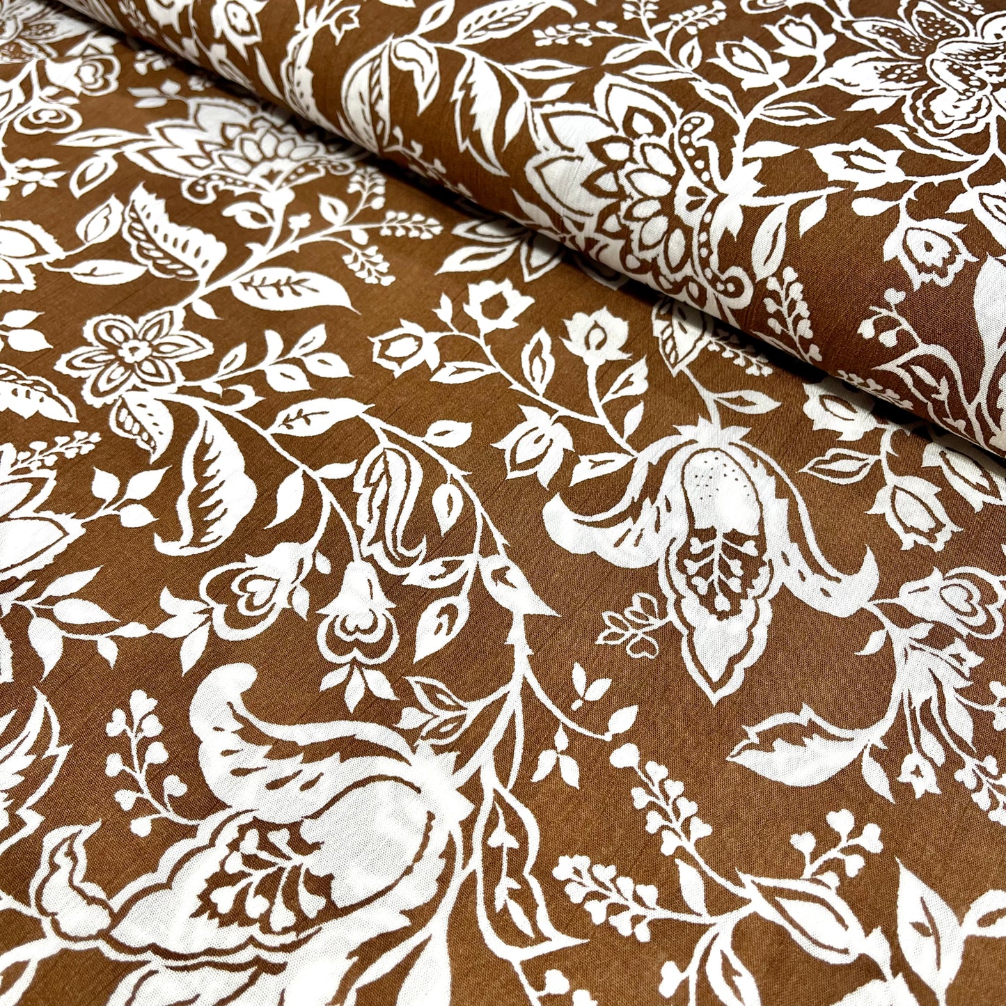 Viscose - Crinkle Brown Flowers