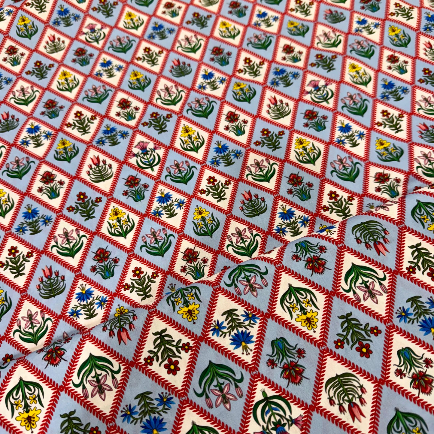Cotton Poplin - Flower Tiles