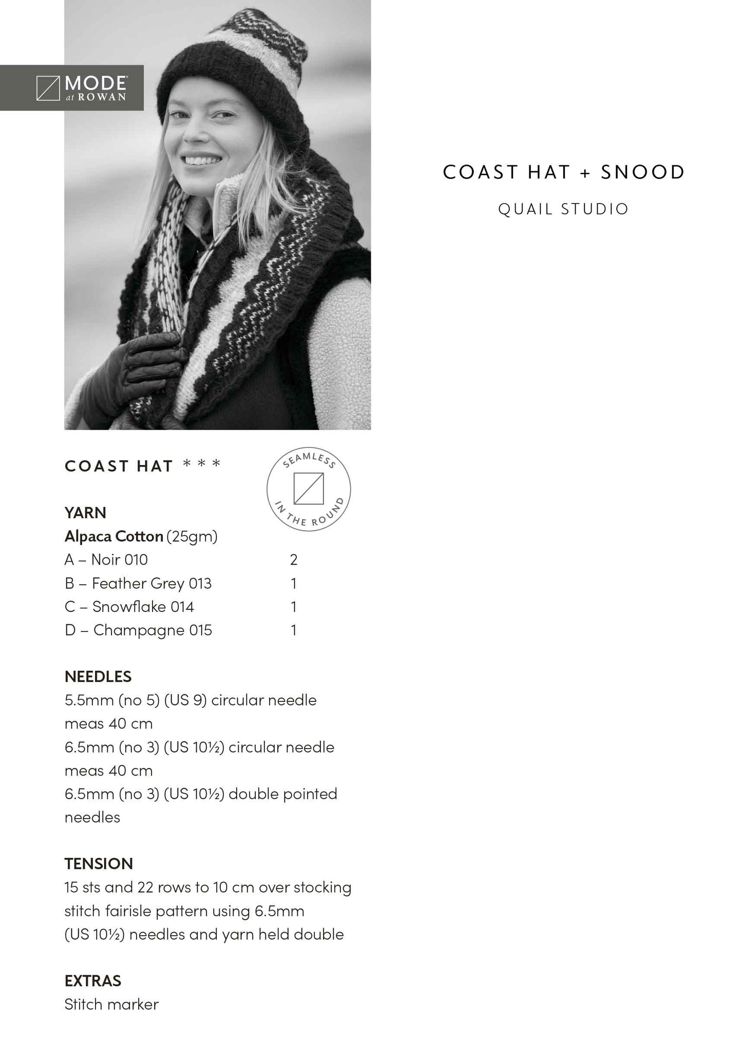 Mode at Rowan Pattern - Coast Hat + Snood