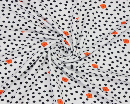 Flower Spot Viscose Jersey - White