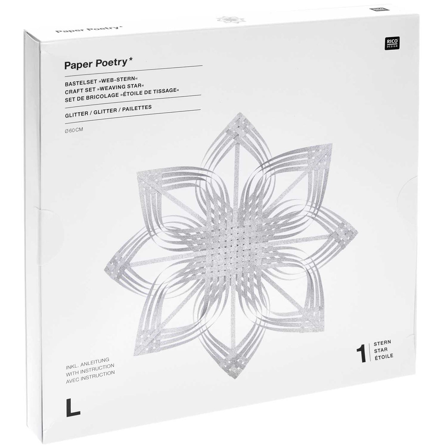 Craft Set Weaving Star - Silver Glitter, 60 cm