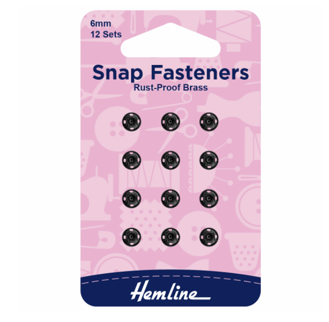 Hemline Snap Fasteners 6mm Black