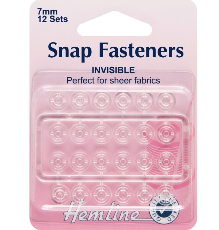 Hemline - Sew On Snap Fasteners: Clear (Invisible) - 7mm