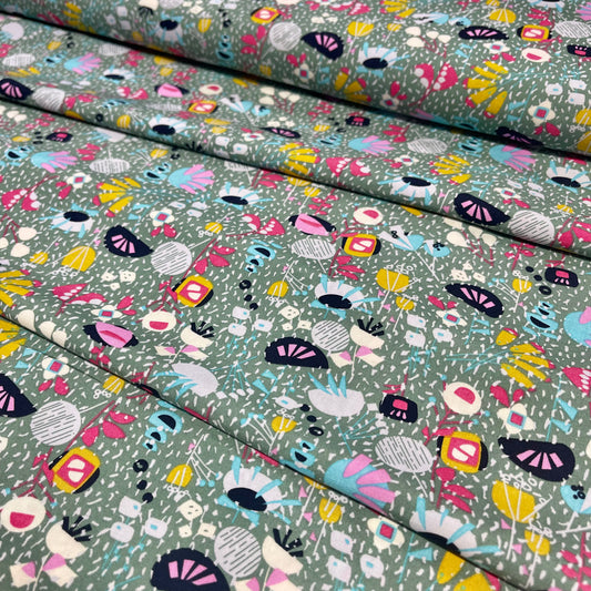 Viscose Print - Abstract Sage