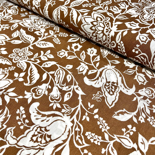 Viscose - Crinkle Brown Flowers