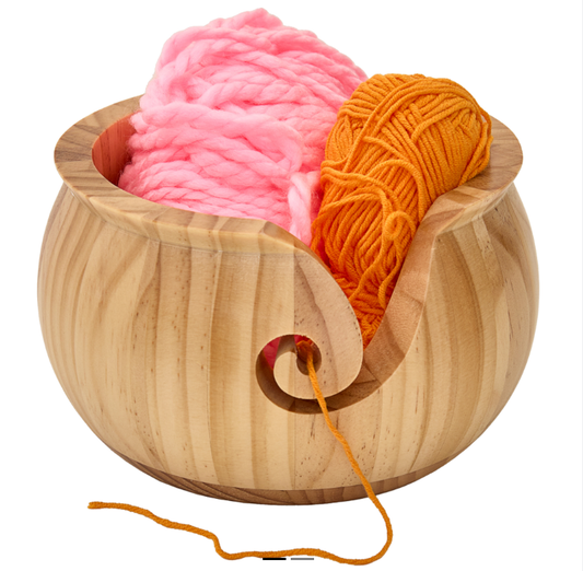 Varnished Yarn Bowl - Pine Wood