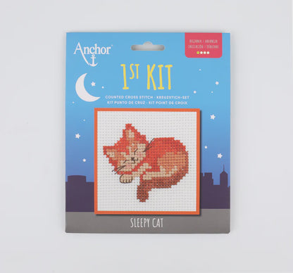 Anchor 1st Cross Stitch Kit - Sleepy Cat