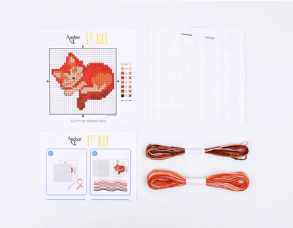 Anchor 1st Cross Stitch Kit - Sleepy Cat