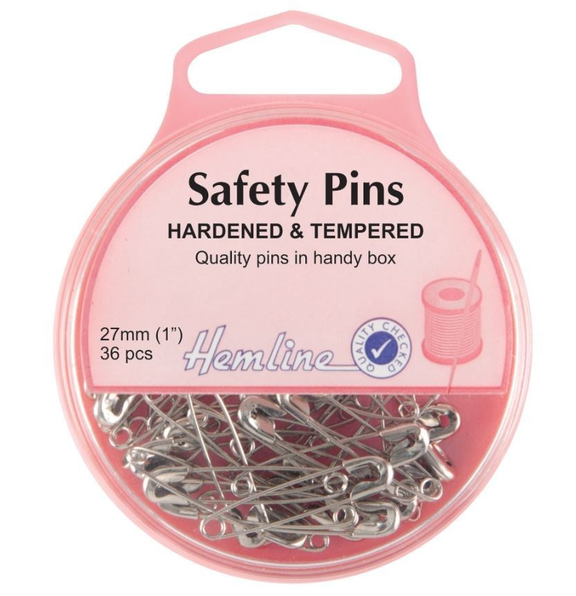 Hemline - Safety Pins: 27mm - Nickel - 36pcs
