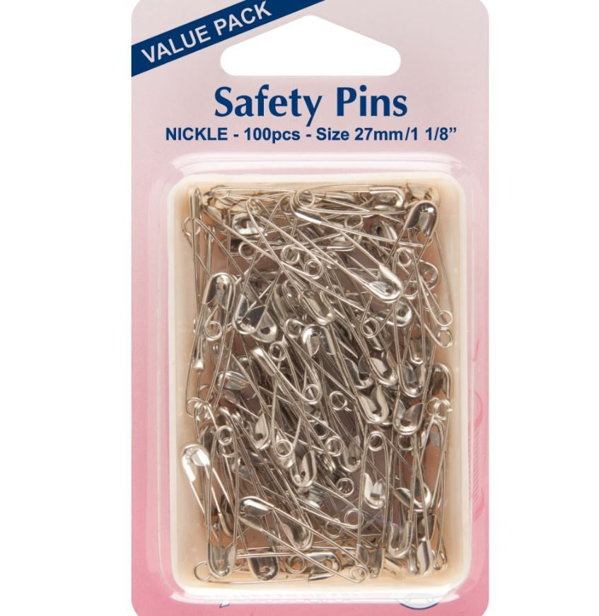 Hemline - Safety Pins: Value Pack - Nickel - 100pcs