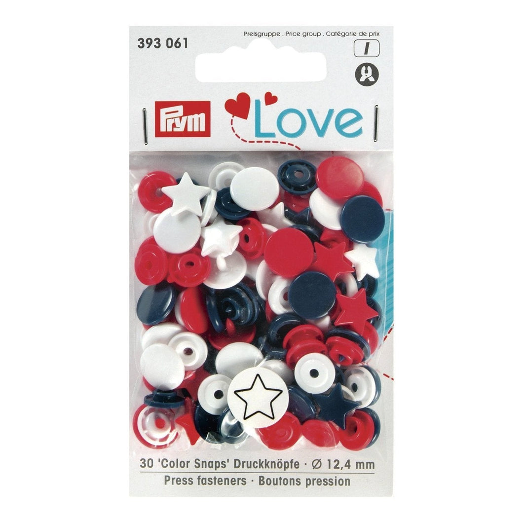 Prym Color Snaps - Red White and Blue Stars
