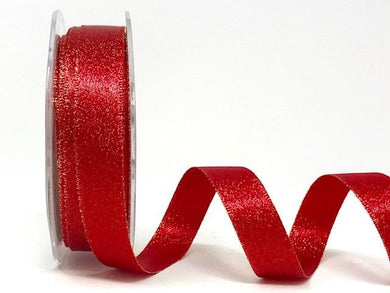 Bertie's Bows 15mm Sparkle Satin Ribbon (Red/Silver/Gold)