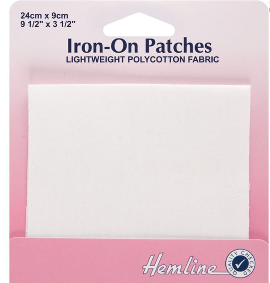 Hemline Polycotton Patch: White - 24 x 9cm