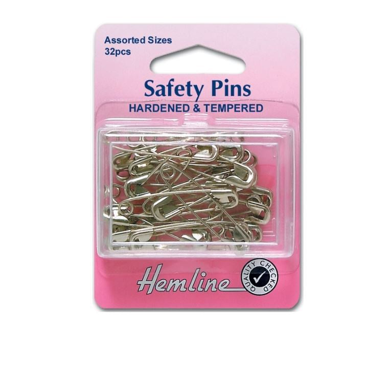 Safety Pins: Assorted - Nickel - 32pcs