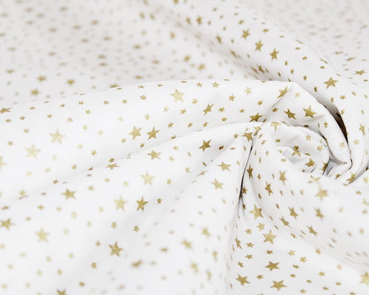 Metallic Gold Stars Cotton - Ivory