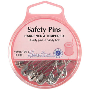 Hemline - Safety Pins: 46mm - Nickel - 18pcs