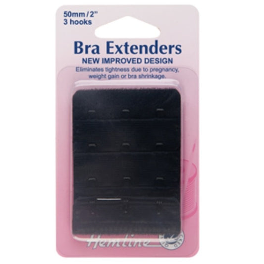 Bra Extender - 50mm, 3 Hook, Black