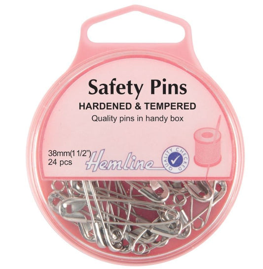 Hemline - Safety Pins: 38mm - Nickel - 24pcs