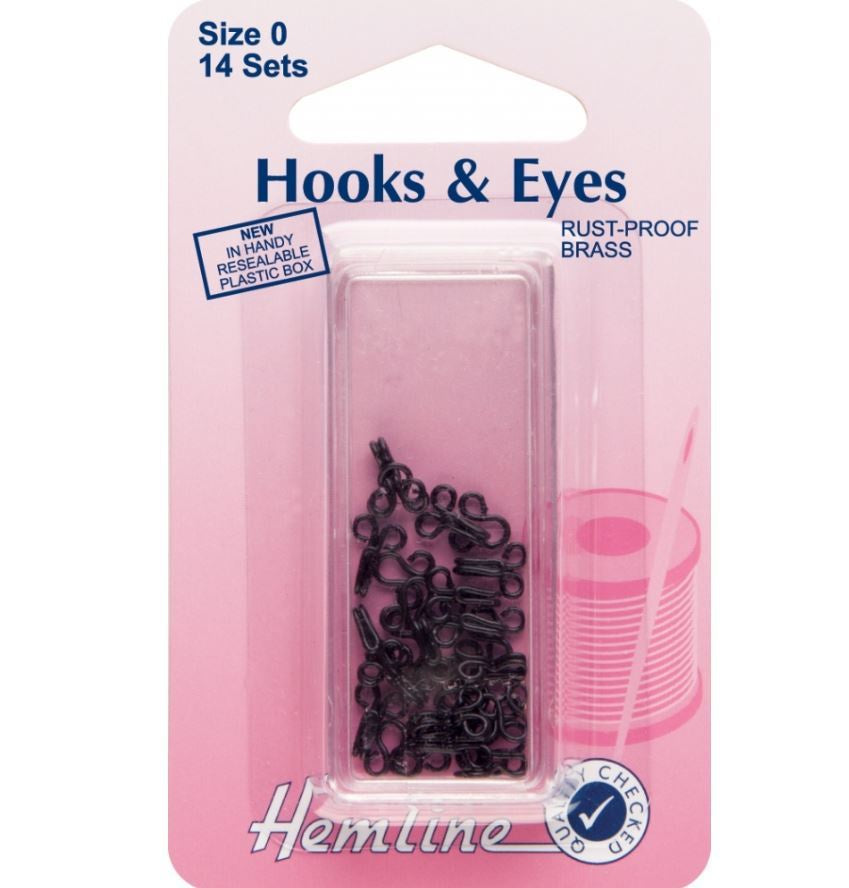 Hemline Hook and Eyes: Black - Size 0