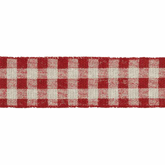 Premium Wire Edge Ribbon 63mm - Red Check