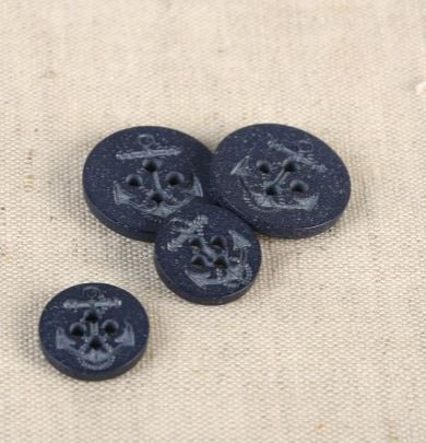 Navy Anchor Button - 20mm