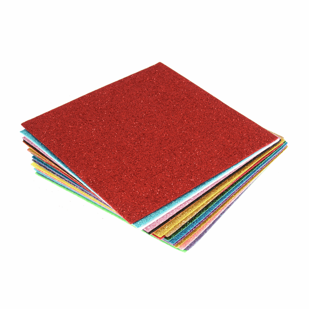 Acrylic Glitter Felt Squares - 15 x 15cm Squares, 20 Pack