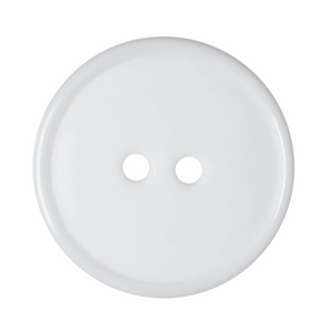 Flat Top Narrow Rim Button: 2-Hole: 32 lignes/20mm: White