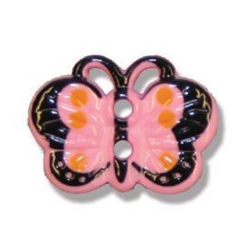 18mm Pink Butterfly Buttons