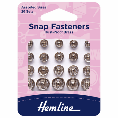 Hemline - Sew On Snap Fasteners: Nickel - Assorted Sizes