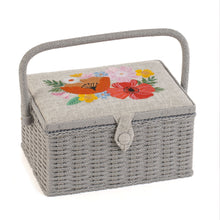 Load image into Gallery viewer, Medium Sewing Box - Embroidered Wildflowers
