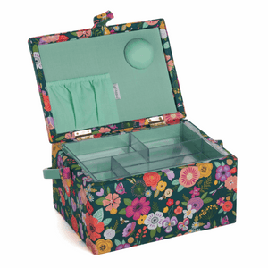 Modern Floral Sewing Box Blue