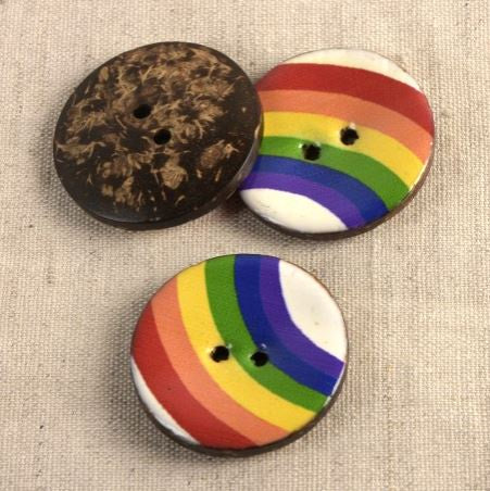 Decorated Coconut Button - 34mm Rainbow