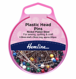Hemline Plastic Head Pins 34mm - 200pcs