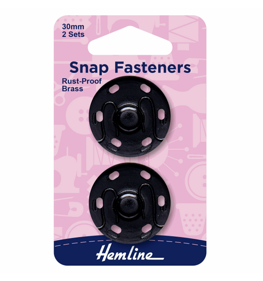 Hemline Snap Fasteners 30mm Black