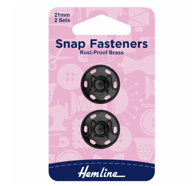 Hemline Snap Fasteners 21mm Black