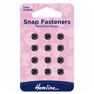 Hemline Snap Fasteners 7mm Black