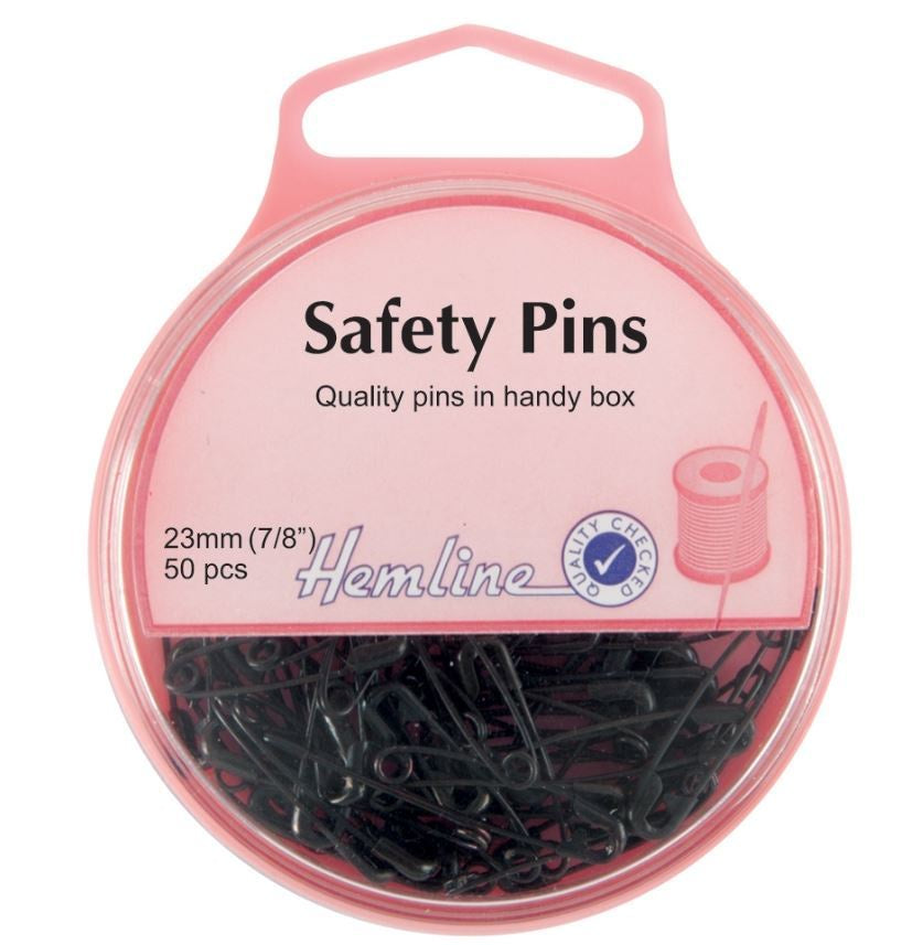 Hemline - Safety Pins: 23mm - Black - 50pcs