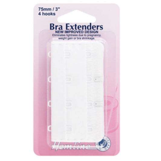 Bra Extender - 75mm, 4 Hook, White