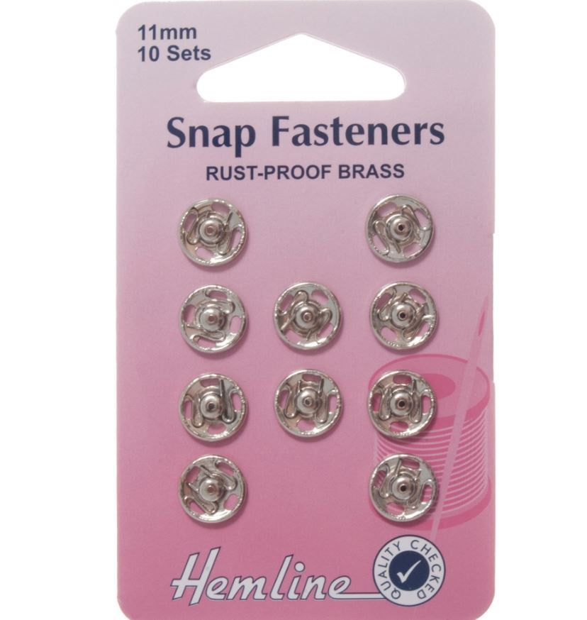 Hemline - Sew On Snap Fasteners: Nickel - 11mm