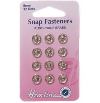 Hemline- Sew On Snap Fasteners: Nickel - 9mm