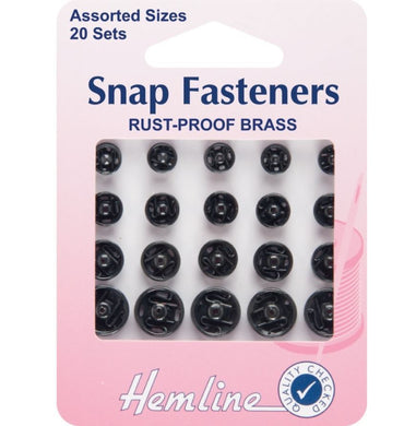 Hemline - Sew On Snap Fasteners: Assorted - Black