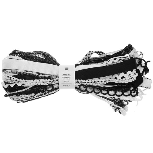 Ribbon Bundle 30 x 1 Metre - Black and White