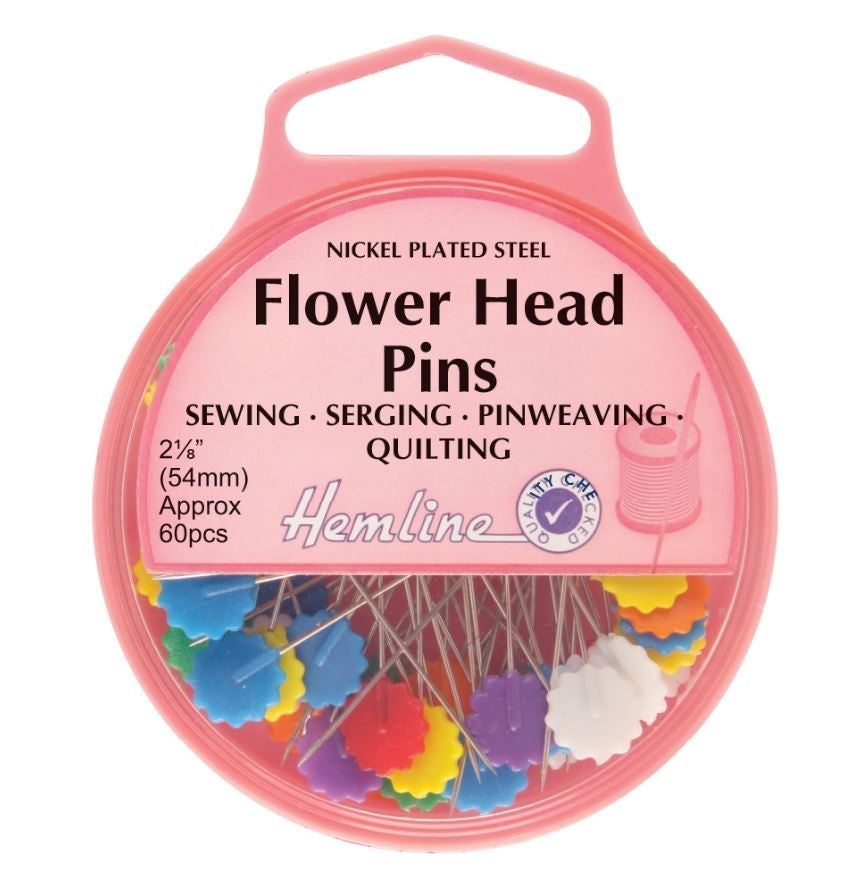 Hemline Flower/Flat Head Pins: Nickel - 54mm, 60pcs