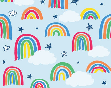 Rainbow Sketch Polycotton - Sky