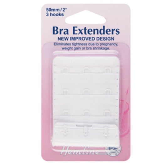 Bra Extender - 50mm, 3 Hook, White