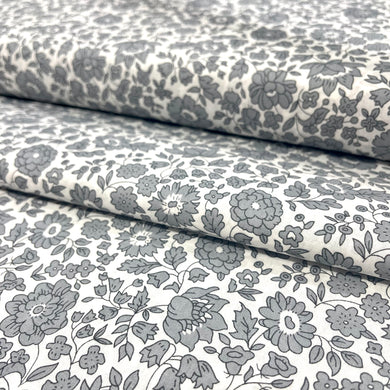 Sew Cool Grey Flowers Cotton - 1.5m Wide