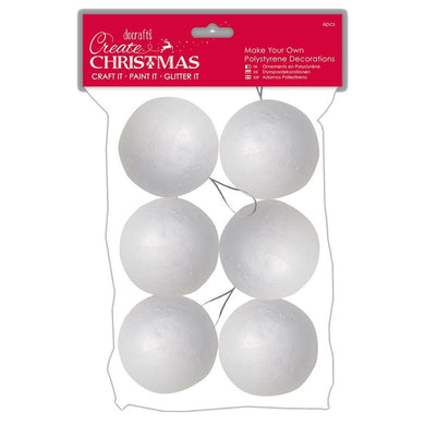 Christmas - 70mm Polystyrene Balls 6 Pack