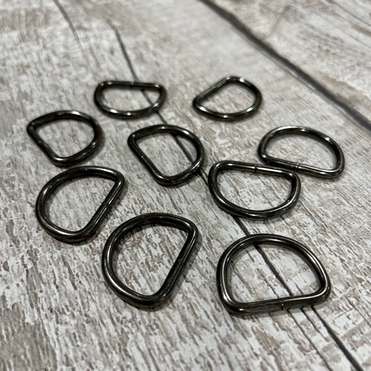 25mm Metal D Rings - Black