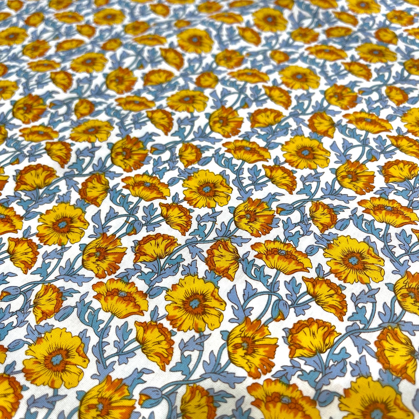 Yellow Morris Poppy Cotton - 1.5m Wide