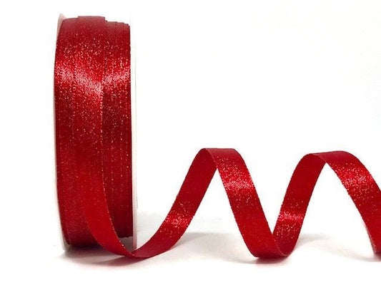 Bertie's Bows 9mm Sparkle Satin Ribbon - Red